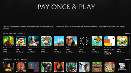 Apple'dan Bir Defa Öde Ve Oyna Kategorisi